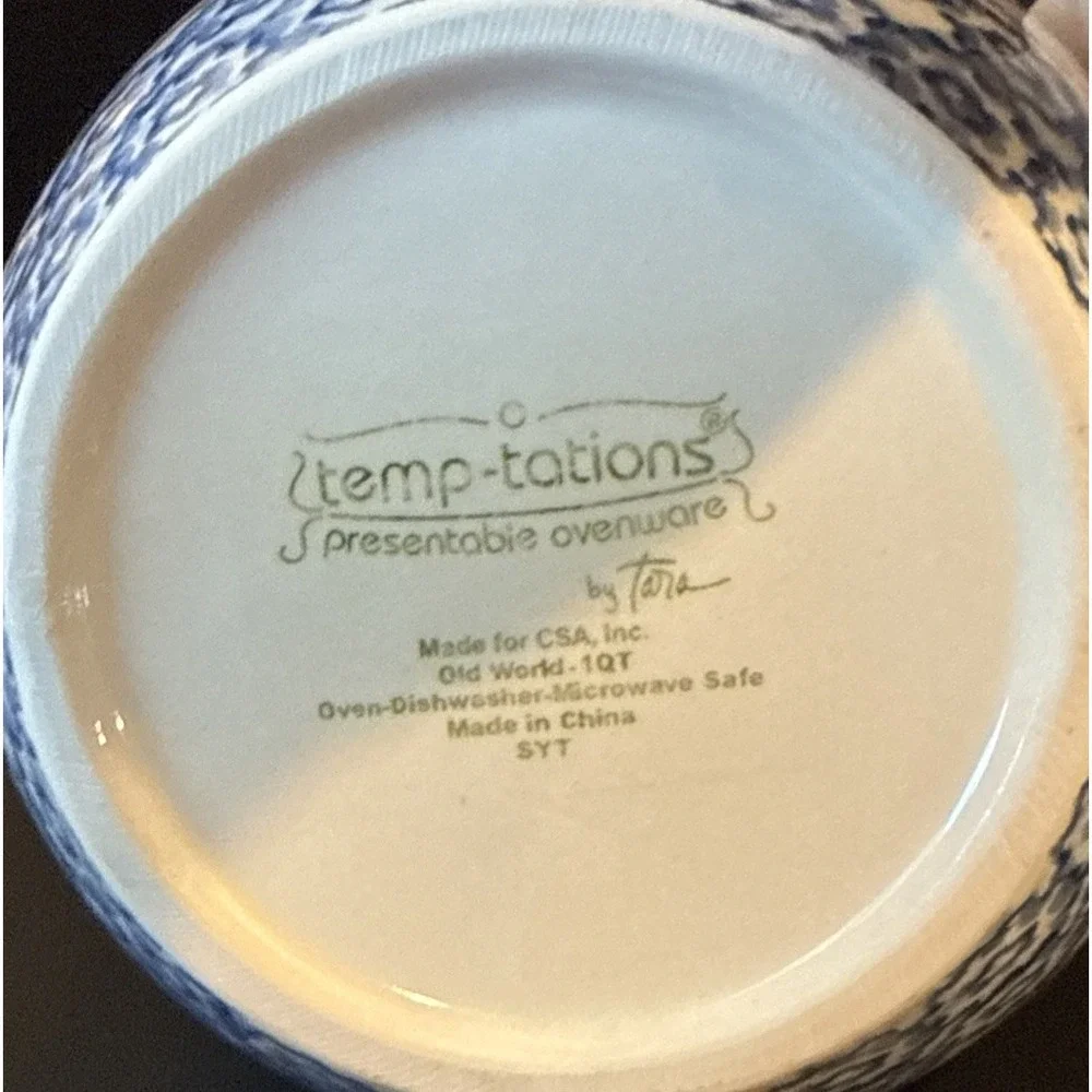 Temptations By Tara Old World Blue 2 Piece Nesting Mixing Bowl Spout 0.5/1 Quart